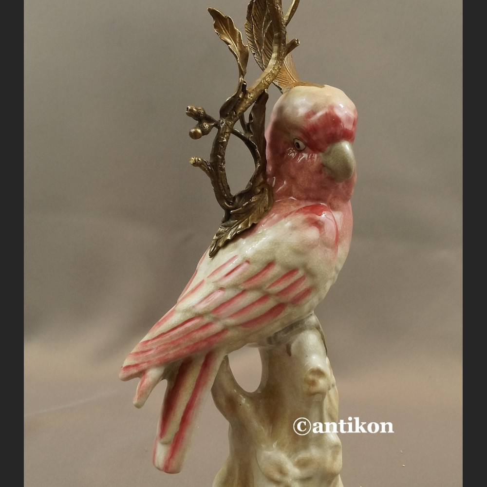 Świeczniki z papugami para porcelanowe ogromne Świeczniki z papugami para porcelanowe ogromne