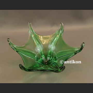 Patera szklana zielona rozgwiazda artystyczne szkło 