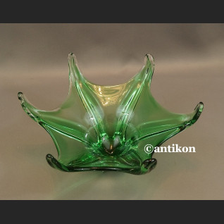 Patera szklana zielona rozgwiazda artystyczne szkło 