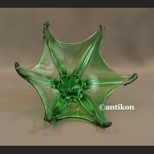 Patera szklana zielona rozgwiazda artystyczne szkło 
