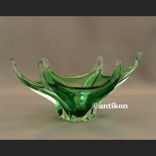 Patera szklana zielona rozgwiazda artystyczne szkło 