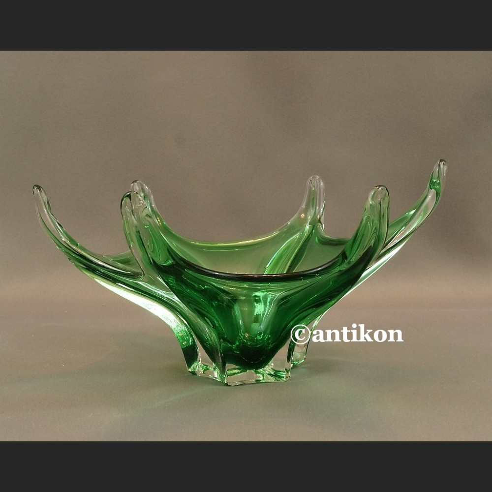 Patera szklana zielona rozgwiazda artystyczne szkło 