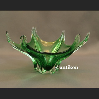 Patera szklana zielona rozgwiazda artystyczne szkło 