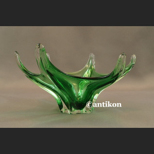 Patera szklana zielona rozgwiazda artystyczne szkło 