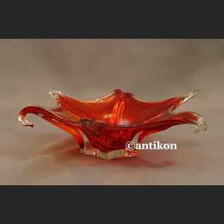 Patera szklana czerwona rozgwiazda artystyczne szkło 