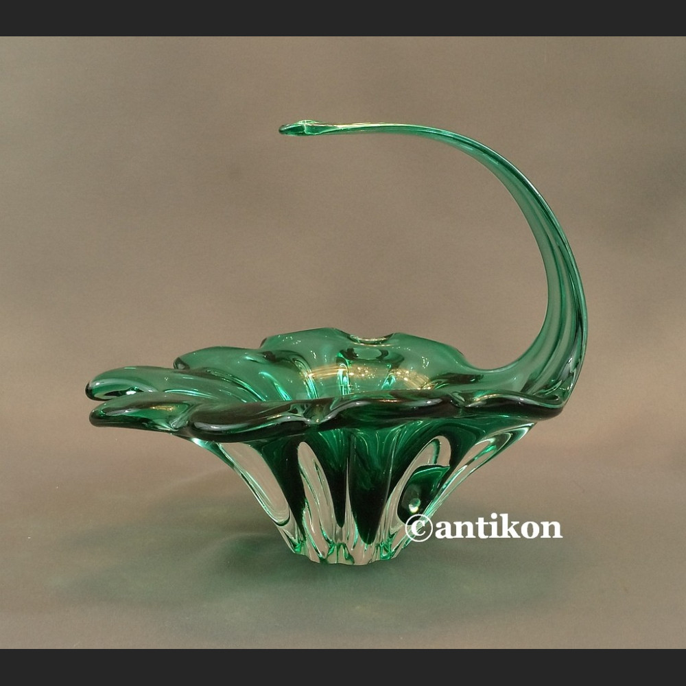 Patera Murano zielony koszyk szkło Patera Murano zielony koszyk szkło