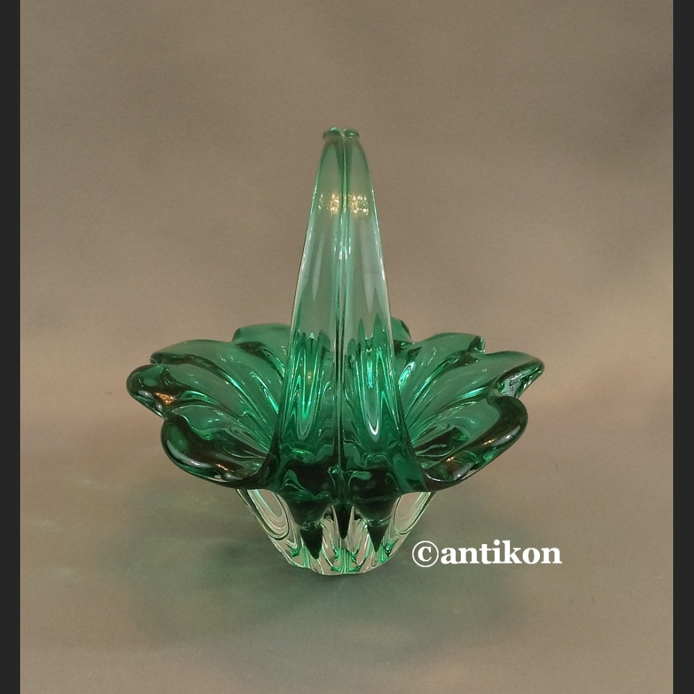 Patera Murano zielony koszyk szkło Patera Murano zielony koszyk szkło