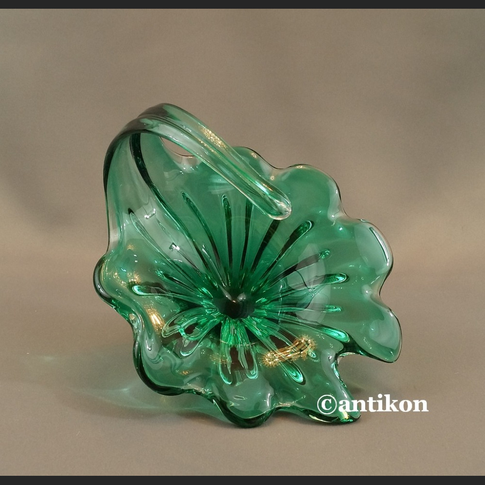 Patera Murano zielony koszyk szkło Patera Murano zielony koszyk szkło