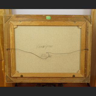 Stary obraz olejny Pejzaż z rzeką i brzozami  Stary obraz olejny Pejzaż z rzeką i brzozami