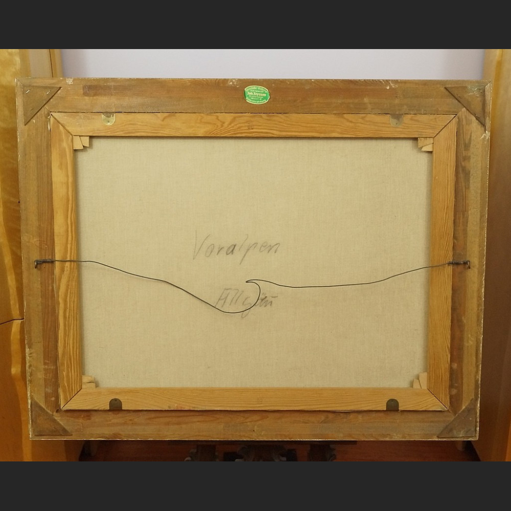 Stary obraz olejny Pejzaż z rzeką i brzozami  Stary obraz olejny Pejzaż z rzeką i brzozami