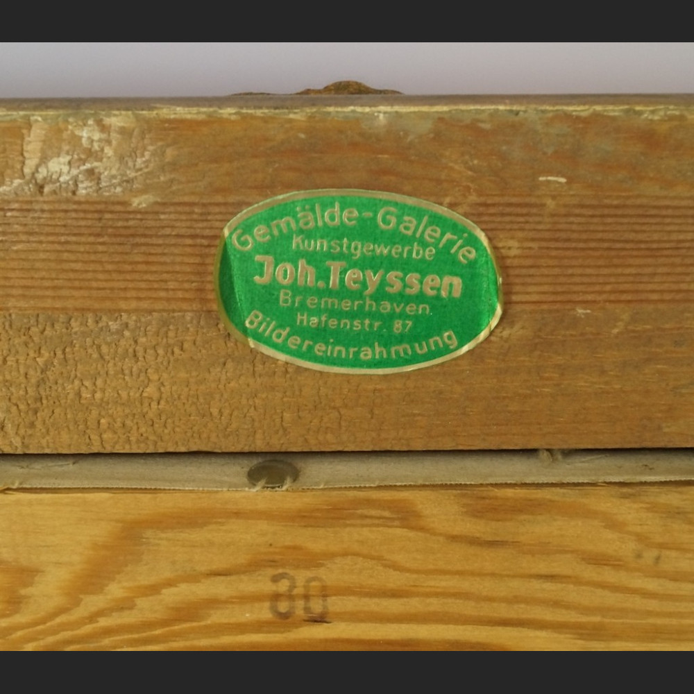 Stary obraz olejny Pejzaż z rzeką i brzozami  Stary obraz olejny Pejzaż z rzeką i brzozami