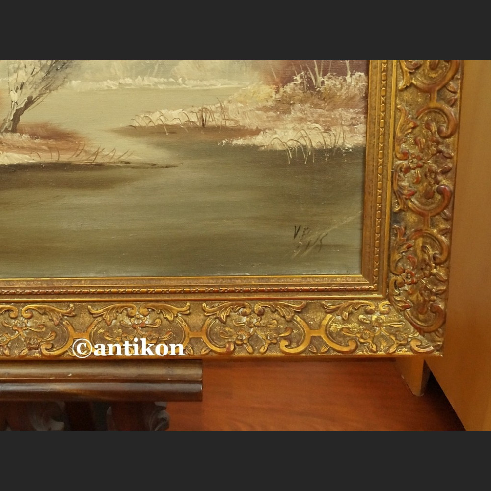 Obraz olejny Zima zimowy pejzaż z chatą Obraz olejny Zima zimowy pejzaż z chatą