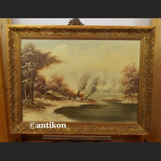 Obraz olejny Zima zimowy pejzaż z chatą Obraz olejny Zima zimowy pejzaż z chatą