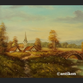 Malarstwo aukcyjne wspaniały pejzaż z mostkiem 