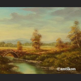 Malarstwo aukcyjne wspaniały pejzaż z mostkiem 