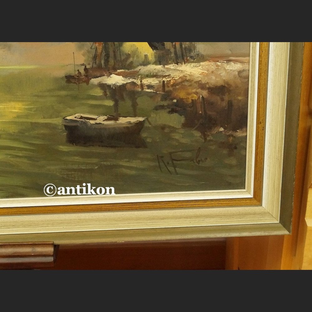 Obraz olejny impresja z wiatrakiem holender 