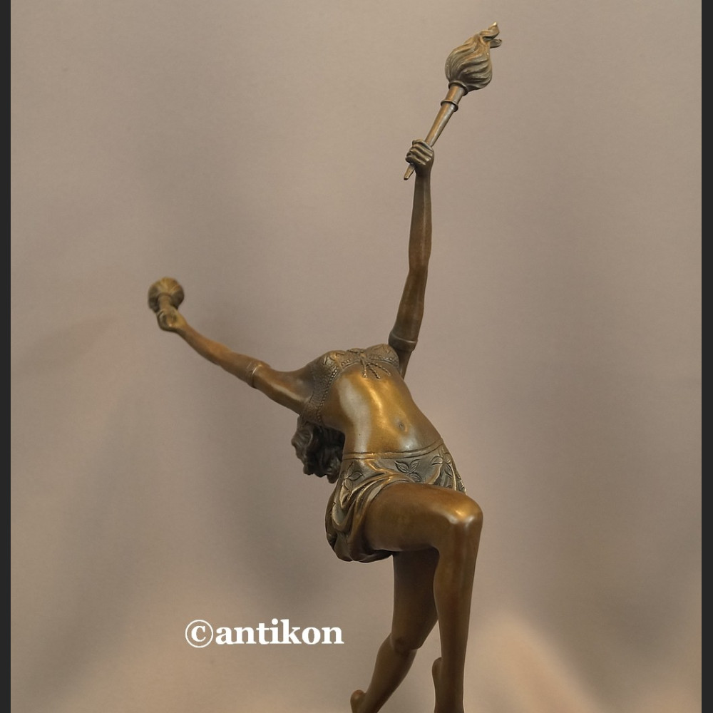 Duża figura z brązu taniec z ogniem tancerka 