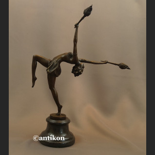 Duża figura z brązu taniec z ogniem tancerka 