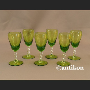 Kieliszki secesyjne zielone zestaw do likieru 