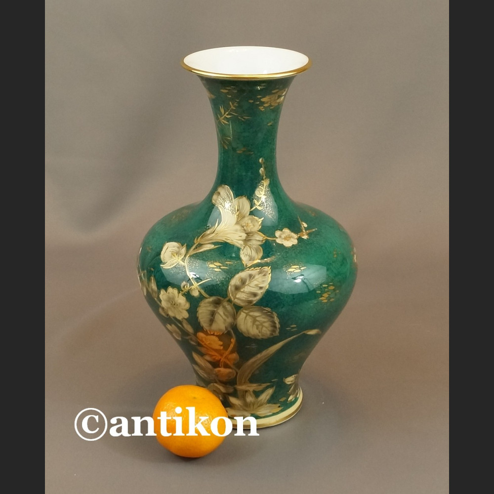 Rosenthal wazon ręcznie malowany zielono złoty Rosenthal wazon ręcznie malowany zielono złoty