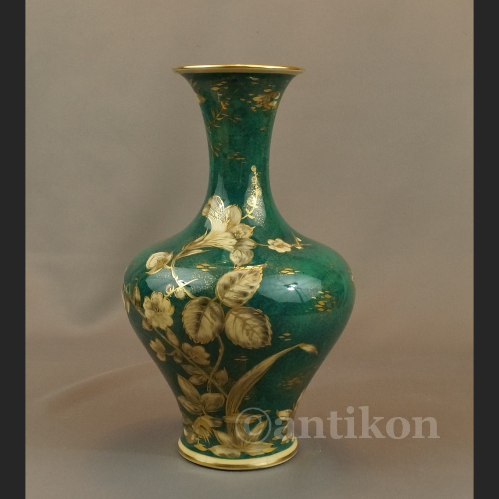 Rosenthal wazon ręcznie malowany zielono złoty Rosenthal wazon ręcznie malowany zielono złoty