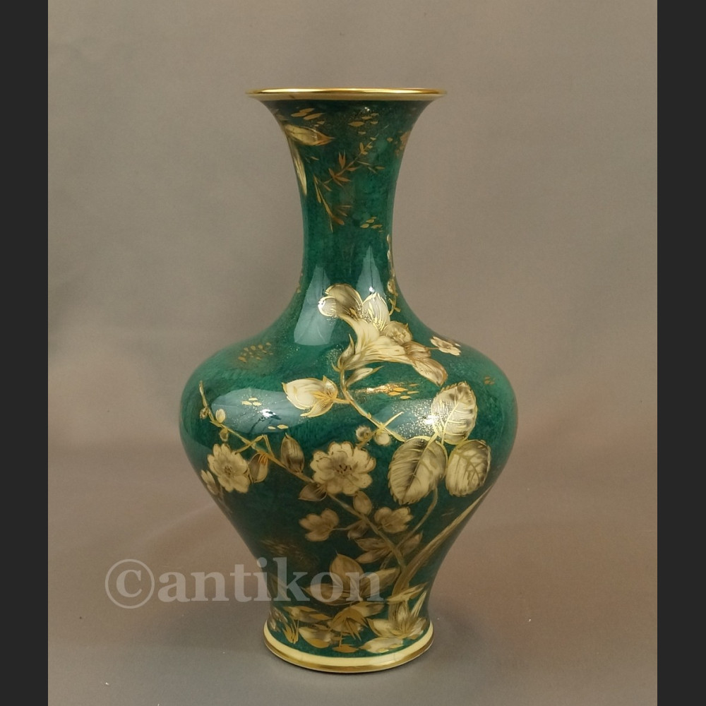 Rosenthal wazon ręcznie malowany zielono złoty Rosenthal wazon ręcznie malowany zielono złoty