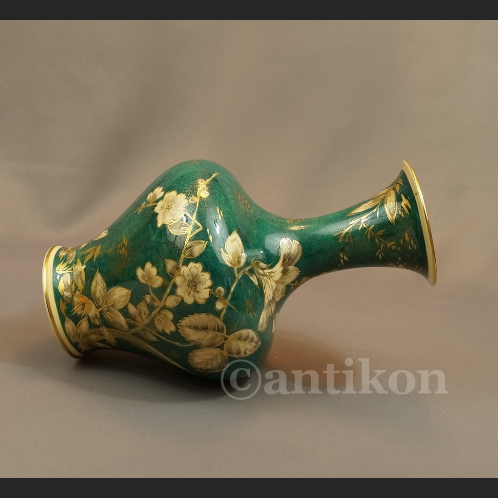 Rosenthal wazon ręcznie malowany zielono złoty Rosenthal wazon ręcznie malowany zielono złoty