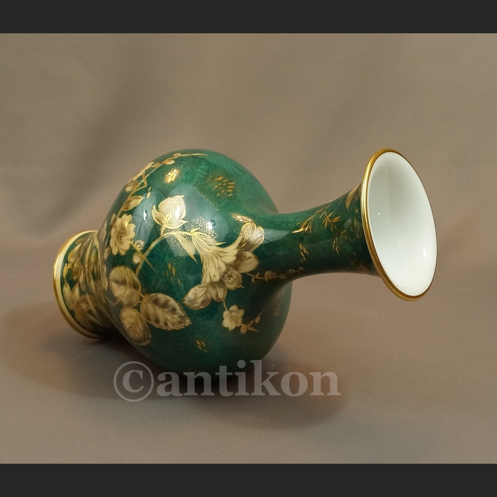 Rosenthal wazon ręcznie malowany zielono złoty Rosenthal wazon ręcznie malowany zielono złoty