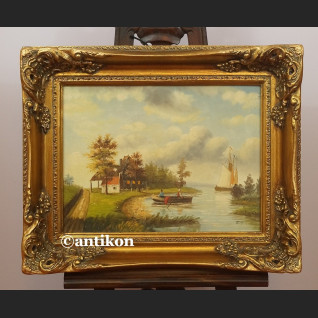 Obraz holender pejzaż z łodziami Obraz holender pejzaż z łodziami