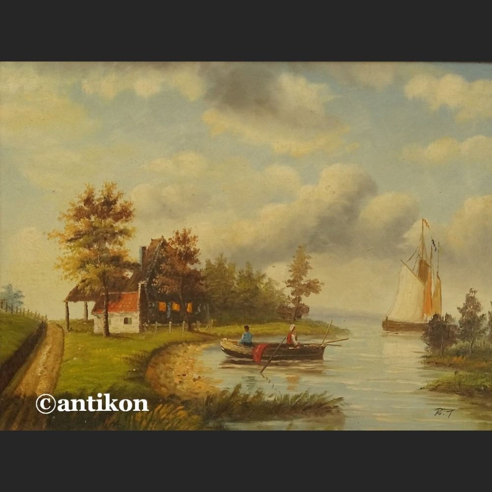 Obraz holender pejzaż z łodziami Obraz holender pejzaż z łodziami