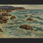 Morski brzeg obraz olejny piękne malarstwo marynistyczne 