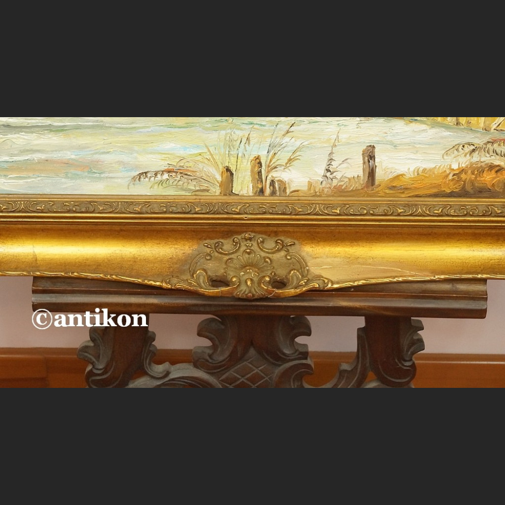 Obraz olejny z wiatrakiem rama kossakówka  Obraz olejny z wiatrakiem rama kossakówka