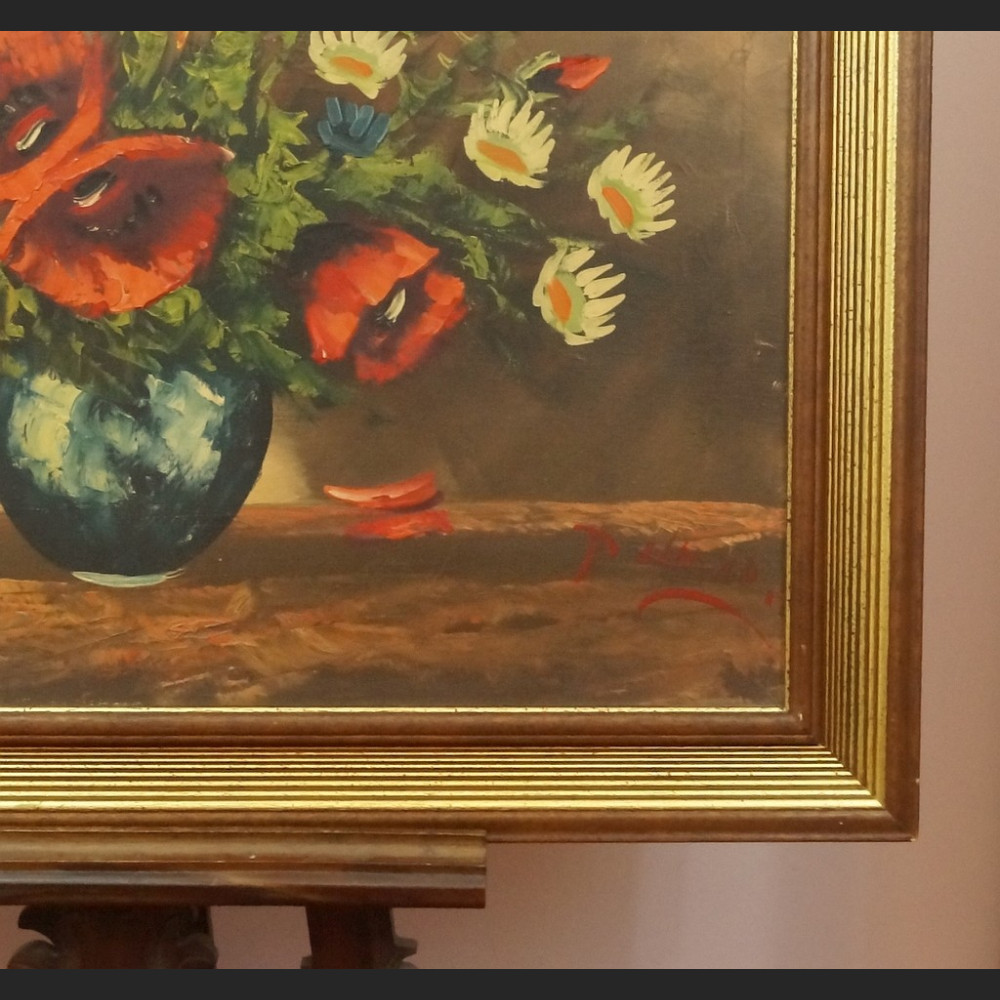 Obraz kwiaty Maki w prostej drewnianej ramie Obraz kwiaty Maki w prostej drewnianej ramie