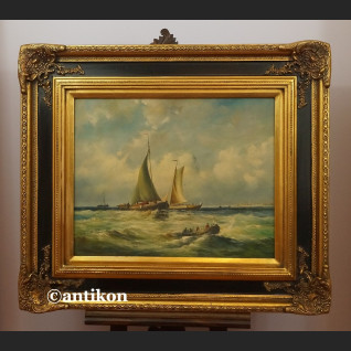 Obraz marynistyka żaglowce w grubej ramie