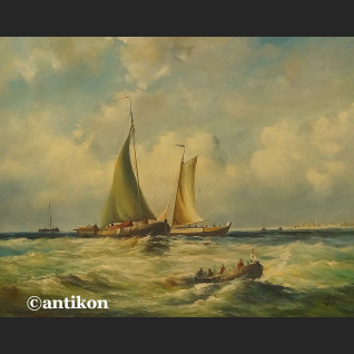 Obraz marynistyka żaglowce w grubej ramie Obraz marynistyka żaglowce w grubej ramie