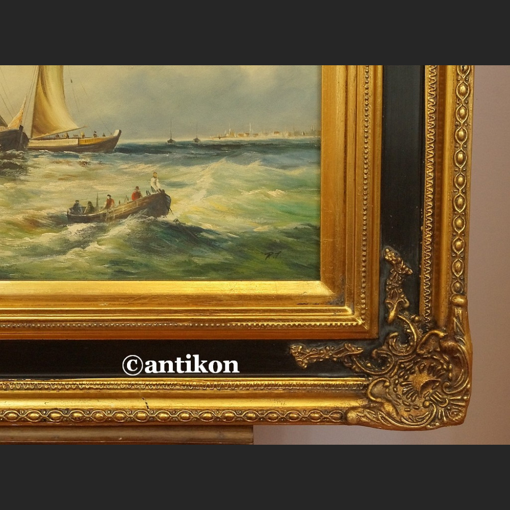 Obraz marynistyka żaglowce w grubej ramie Obraz marynistyka żaglowce w grubej ramie