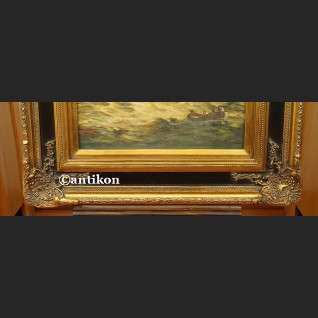 Marynistyczny obraz żaglowce w grubej ramie 