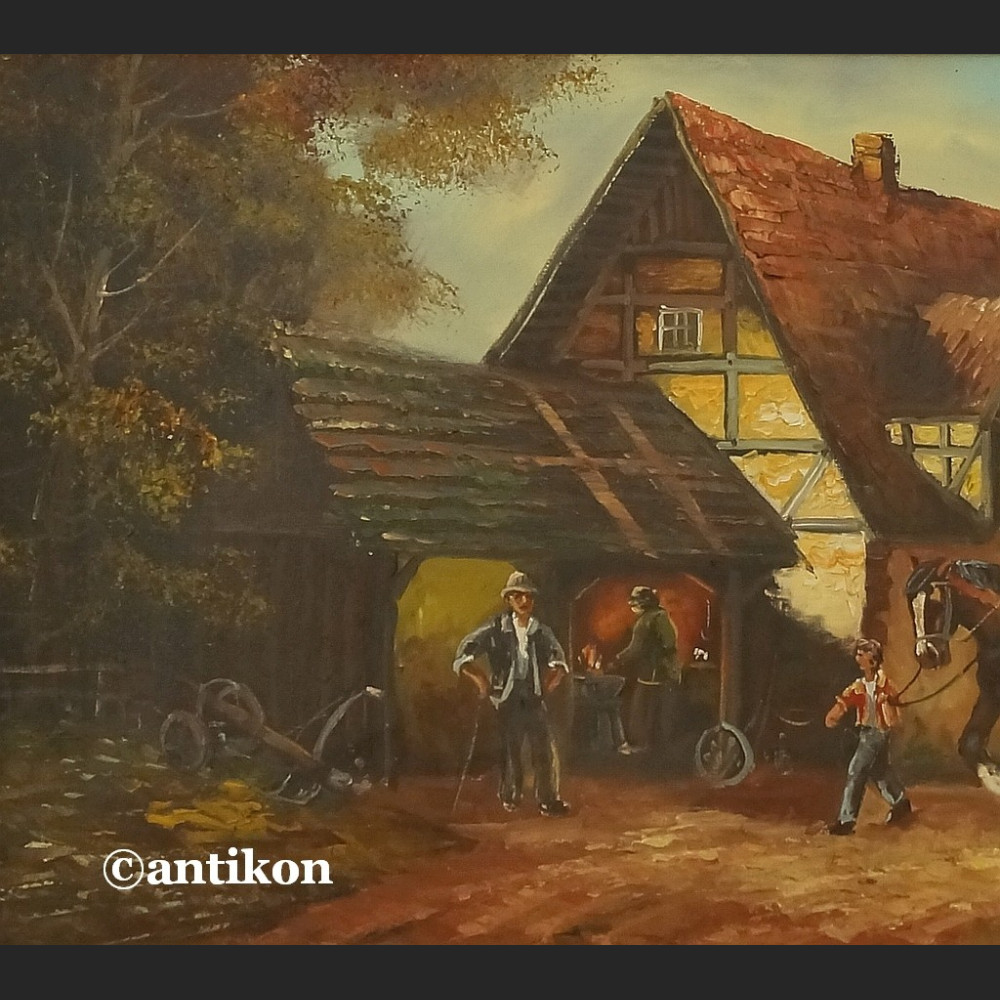 Pejzaż wiejski obraz olejny sielanka na wsi 