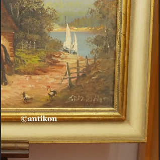 Pejzaż wiejski obraz olejny sielanka na wsi 