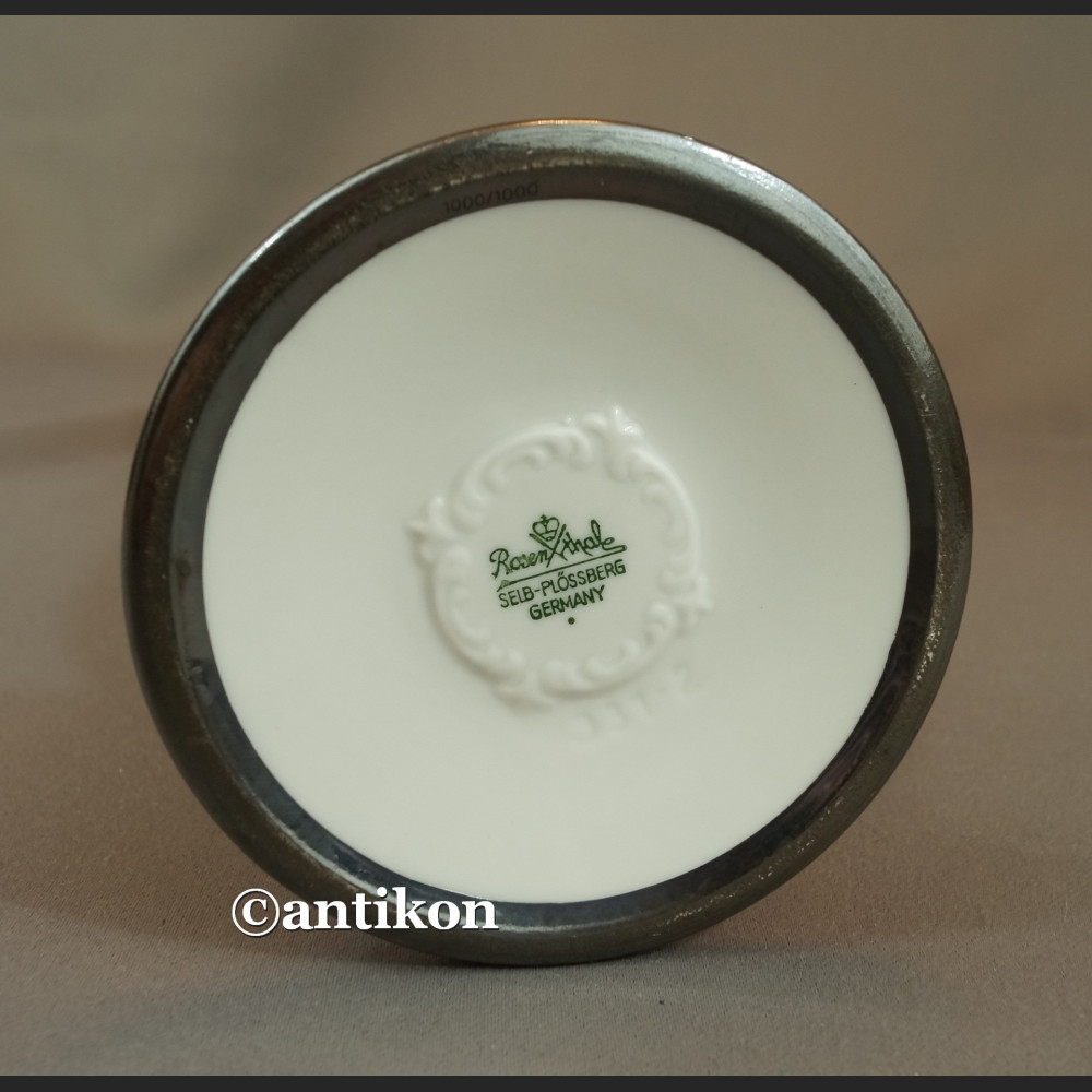 Rosenthal wazon w stylu art deco okuty srebrem Rosenthal wazon w stylu art deco okuty srebrem