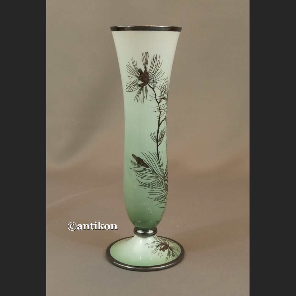 Rosenthal wazon w stylu art deco okuty srebrem Rosenthal wazon w stylu art deco okuty srebrem