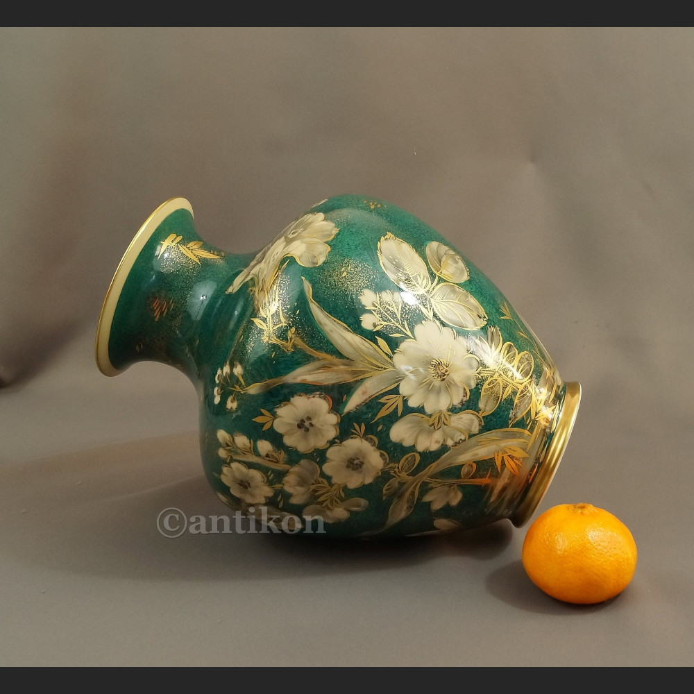 Rosenthal wazon ręcznie malowany zielono złoty Rosenthal wazon ręcznie malowany zielono złoty
