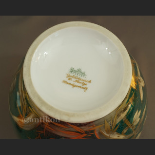 Rosenthal wazon ręcznie malowany zielono złoty Rosenthal wazon ręcznie malowany zielono złoty