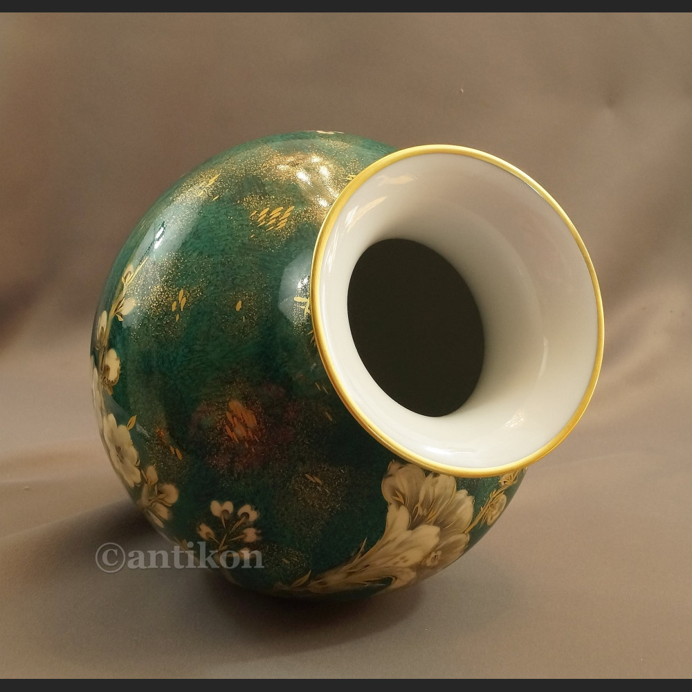 Rosenthal wazon ręcznie malowany zielono złoty Rosenthal wazon ręcznie malowany zielono złoty