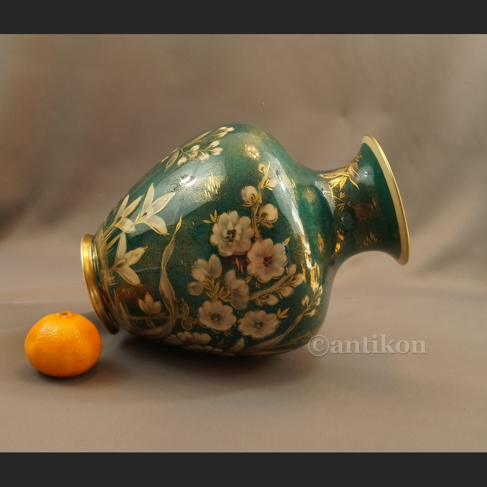 Rosenthal wazon ręcznie malowany zielono złoty Rosenthal wazon ręcznie malowany zielono złoty