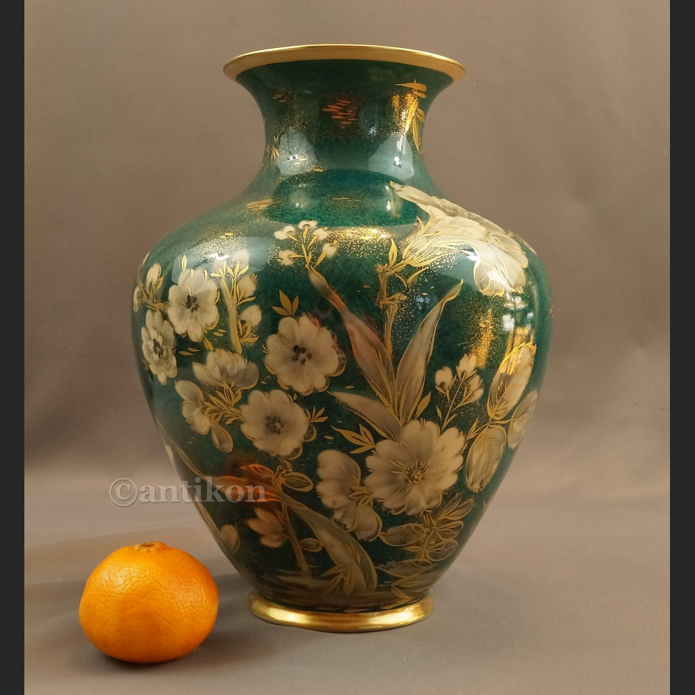 Rosenthal wazon ręcznie malowany zielono złoty Rosenthal wazon ręcznie malowany zielono złoty