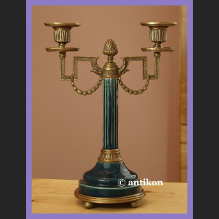 EMPIROWY ŚWIECZNIK PORCELANA Z BRĄZEM