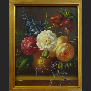 Kwiaty obraz w złotej ramie 