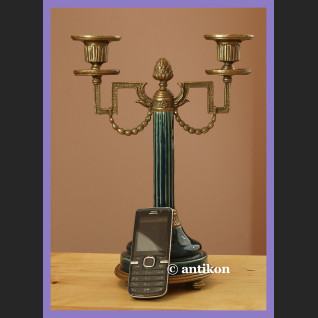 EMPIROWY ŚWIECZNIK PORCELANA Z BRĄZEM