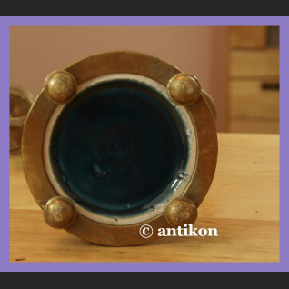 EMPIROWY ŚWIECZNIK PORCELANA Z BRĄZEM